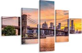 Schilderij - Brooklyn Bridge, NY USA, 3 maten, premium print