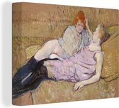 Canvas Schilderij The Sofa - Schilderij van Henri de Toulouse-Lautrec - 120x90 cm - Wanddecoratie