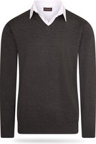 Cappuccino Italia - Heren Sweaters Mock Pullover Antraciet - Grijs - Maat L
