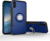 Apple iPhone X/10 Hoesje - Mobigear - Armor Ring Serie - Hard Kunststof Backcover - Blauw - Hoesje Geschikt Voor Apple iPhone X/10