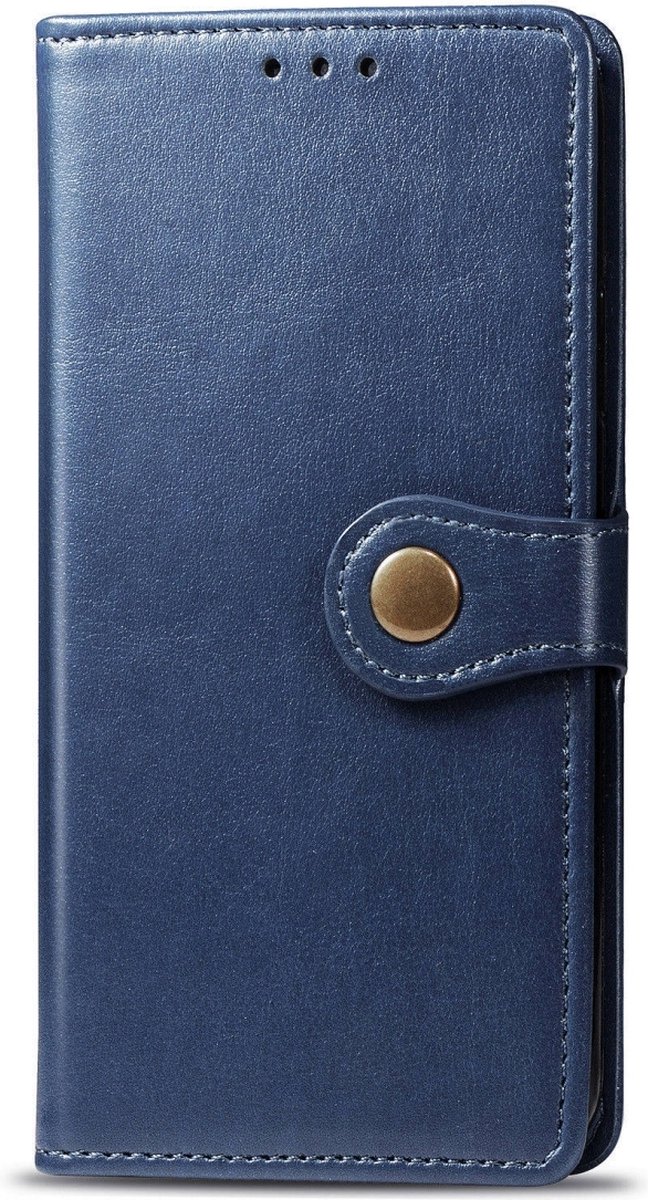 Mobigear Telefoonhoesje geschikt voor OPPO A5 (2020) Hoesje | Mobigear Snap Button Bookcase Portemonnee | Pasjeshouder voor 3 Pasjes | Telefoonhoesje voor Pinpas / OV Kaart / Rijbewijs - Blauw