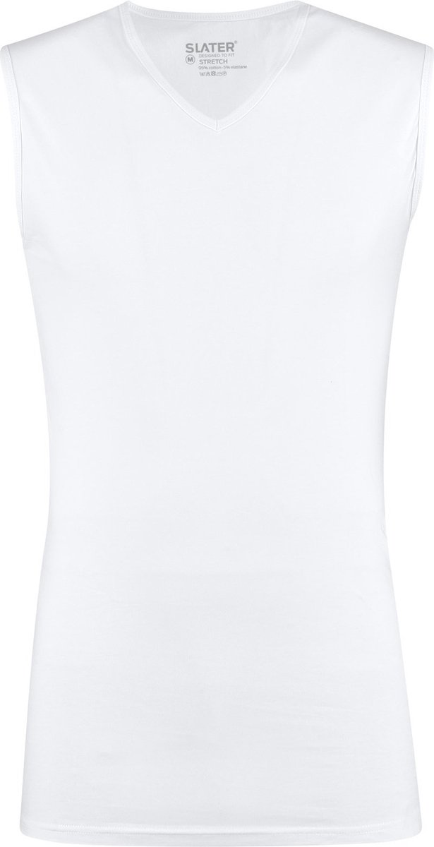 Slater 1600 - Stretch mouwloos T-shirt V-hals wit M 95% organisch katoen 5% elastan