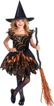 Amscan Verkleedjurk Heks Meisjes Polyester Zwart/oranje Mt 98-104