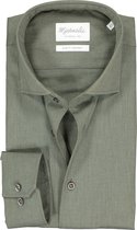 Michaelis slim fit overhemd - twill - olijfgroen (grijs contrast) - Strijkvrij - Boordmaat: 41