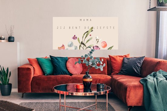 Affiche Proverbes - Citations Maman Tu es la plus douce - Mère - Fête des Mères - Fleurs - 120x60 cm