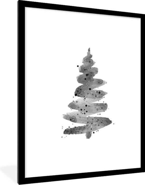 Aan het water een vuurtje stoken Toestand Fotolijst incl. Poster Zwart Wit- Illustratie - Kerstboom - Kerstmis - zwart  wit -... | bol.com