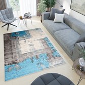 Tapiso Elefanta Vloerkleed Blauw Grijs Beige Modern Woonkamer Slaapkamer Tapijt Maat- 140x200