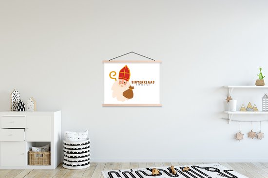 Porte-affiche avec affiche 60x45 cm - Affiche scolaire - Sinterklaas - Citations - Saint - Sinterklaas capoentje - Enfants - Garçons - Filles - Enfant - Affiche textile - Lattes vierges
