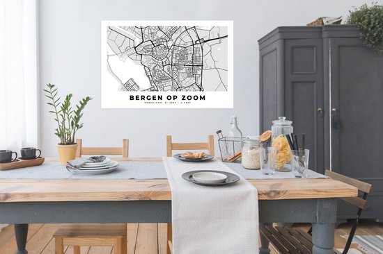 Poster Kaart - Bergen op Zoom - Nederland - 120x80 cm