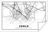 Poster Plattegrond - Venlo - Zwart - Wit - 180x120 cm XXL - Stadskaart