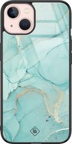 iPhone 13 hoesje glass - Marmer mint groen | Apple iPhone 13  case | Hardcase backcover zwart