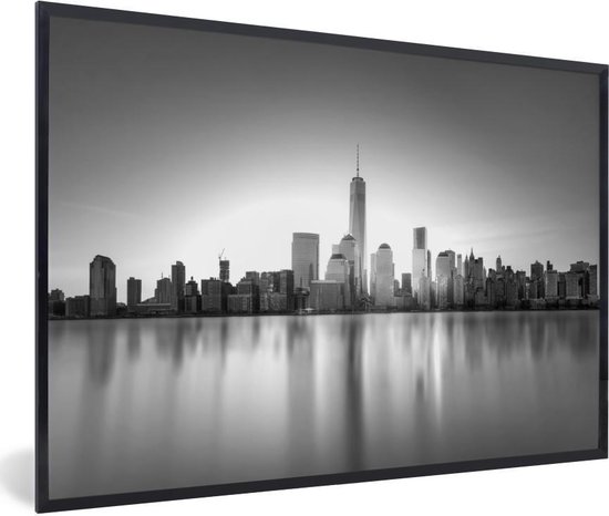 Cadre photo avec affiche Zwart Wit Skyline de New York sur l eau