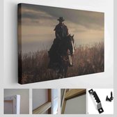 Onlinecanvas - Schilderij - Western Cowboy Portret Moderne Horizontaal - Multicolor - 115 X 75 Cm