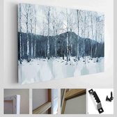 Abstract digitaal schilderen van bomen in de winter, illustratie van bomen zonder bladeren voor achtergrond - Modern Art Canvas - Horizontaal - 1419379820