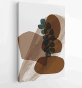 Botanische muur kunst vector set. Earth tone boho gebladerte lijntekeningen tekenen met abstracte vorm. 1 - Moderne schilderijen – Verticaal – 1880835784 - 80*60 Vertical