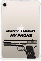Cover Geschikt voor iPad mini 6 (2021) Tablet Hoesje met foto Pistol Don't Touch My Phone met transparant zijkanten