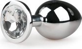 Zilveren ronde buttplug met diamant