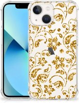 Smartphone hoesje Geschikt voor iPhone13 mini Hoesje Bumper met transparante rand Gouden Bloemen