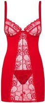 Heartina Neglig√© Met String - Rood - Sexy Lingerie & Kleding - Lingerie Dames - Dames Lingerie - Nachtkleding