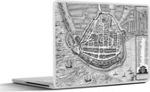 Laptop sticker - 10.1 inch - Historische stadskaart van Enkhuizen - zwart wit - 25x18cm - Laptopstickers - Laptop skin - Cover