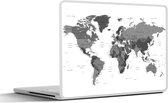 Laptop sticker - 17.3 inch - Mannelijke wereldkaart - zwart wit - 40x30cm - Laptopstickers - Laptop skin - Cover