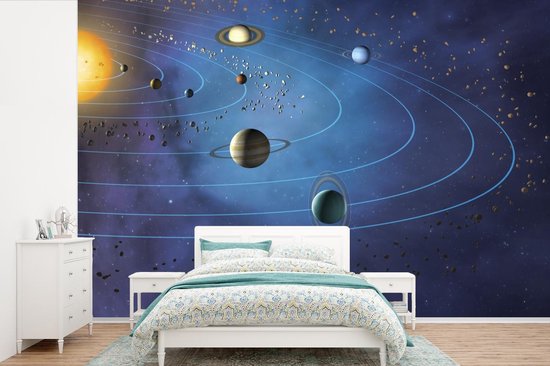 Behang - grote zonnestelsel - Breedte 450 cm x 300 cm | bol.com