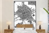 Behang - Fotobehang Stadskaart - Groningen - Zwart Wit - Breedte 180 cm x hoogte 280 cm - Plattegrond
