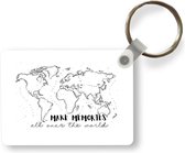 Porte-clés - Carte du Wereldkaart - Sorts - Zwart - Wit - Plastique
