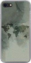 Geschikt voor iPhone SE 2020 hoesje - Wereldkaart - Groen - Grijs - Siliconen Telefoonhoesje