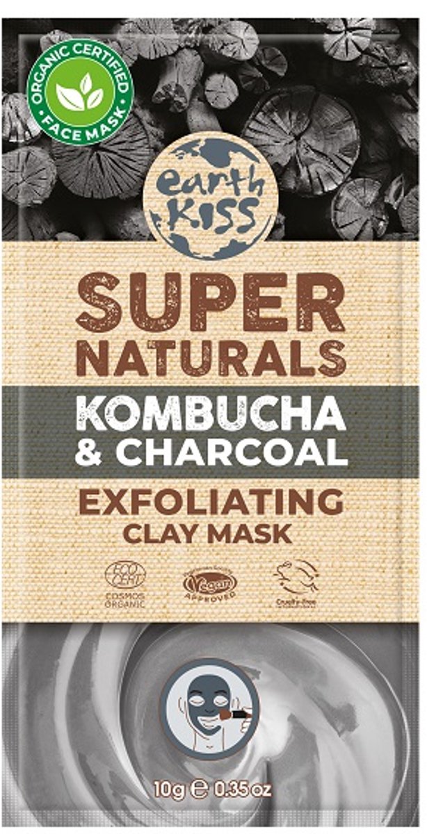 Earth Kiss Clay Mask Kombucha & Charcoal (1 stuk)