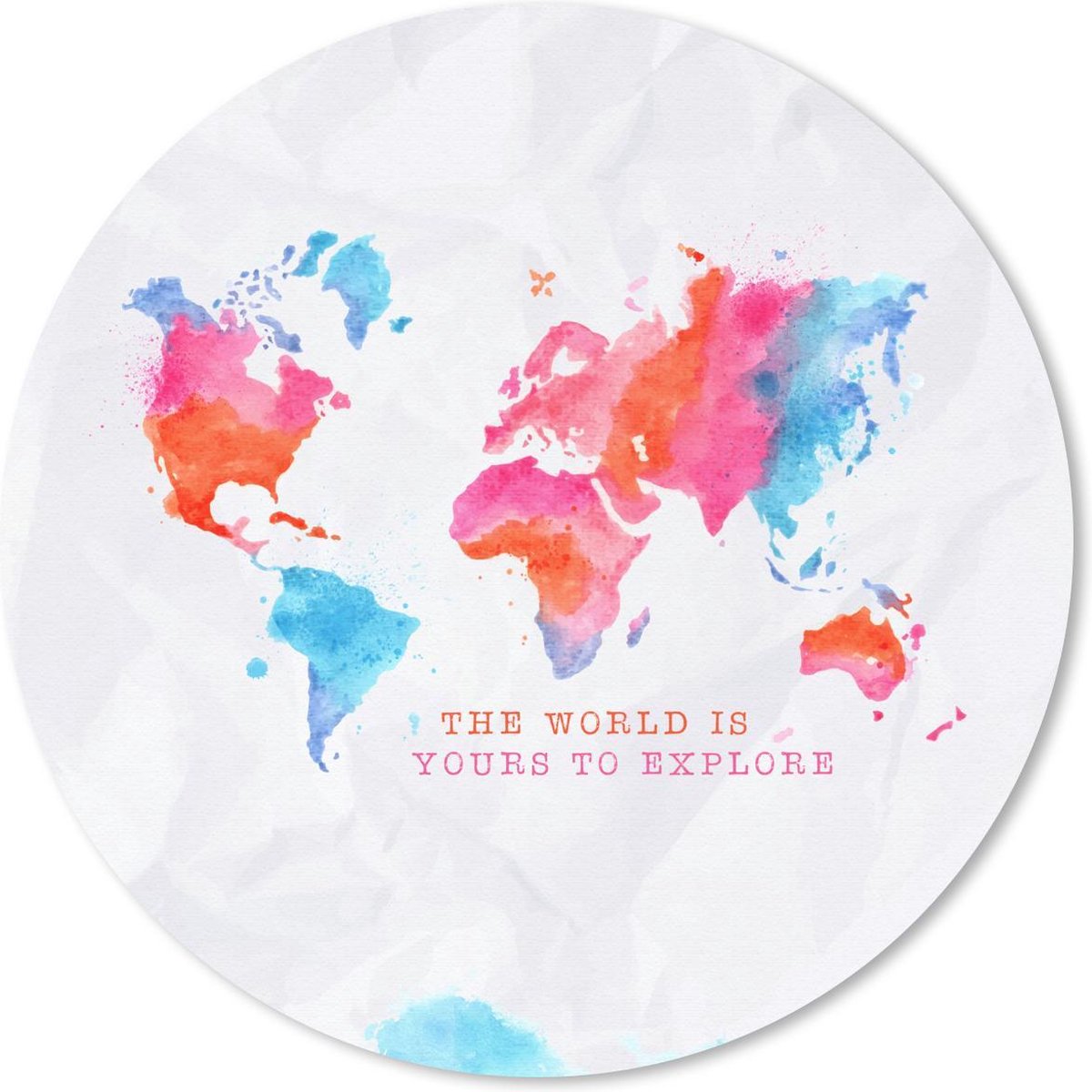 Muismat rond 50x50 cm - Mousepad Kaart - Waterverf - Spreuken - Ronde muismatten