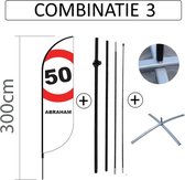 Proflag Beachflag Convex S - 60x240 cm. - ABRAHAM 50 JAAR - Combinatie 3