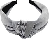 Haarband Diadeem Knoop Retro Ruit Print Zwart
