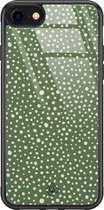 iPhone 8/7 hoesje glass - Green dots | Apple iPhone 8 case | Hardcase backcover zwart