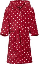 Playshoes - Fleece badjas met capuchon - Stippen rood - maat 134-140cm