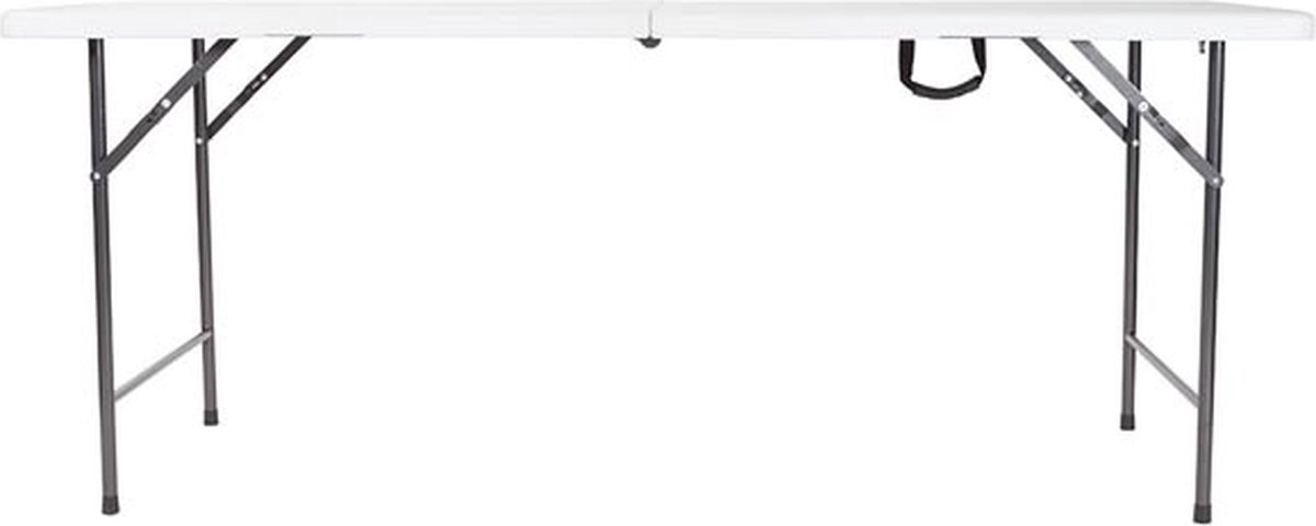 Bol.com Perel Klaptafel, inklapbaar, weerbestendig, handgreep, maximaal 100 kg, wit aanbieding