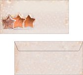 Kerst envelop Sigel 90gr DL - bronzen sterren 50 stuks