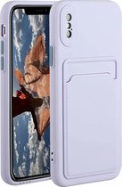 Telefoonhoesje - Geschikt voor: iPhone XS Max siliconen Pasjehouder hoesje - paars