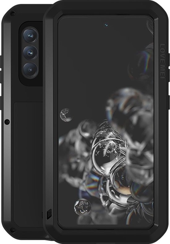 Samsung Galaxy S21 FE Hoes - Love Mei Metalen Case - Extreme Protection - Zwart - GSM Hoes - Telefoonhoes Geschikt Voor: Samsung Galaxy S21 FE