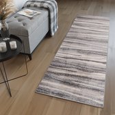 Tapiso Sari Tapijt Loper Grijs Beige Modern Woonkamer Hal Slaapkamer Maat- 100x1000