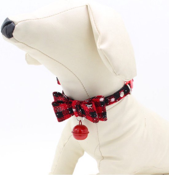 Halsband met strik voor hond of kat speciaal voor Kerstmis Rood Maat S