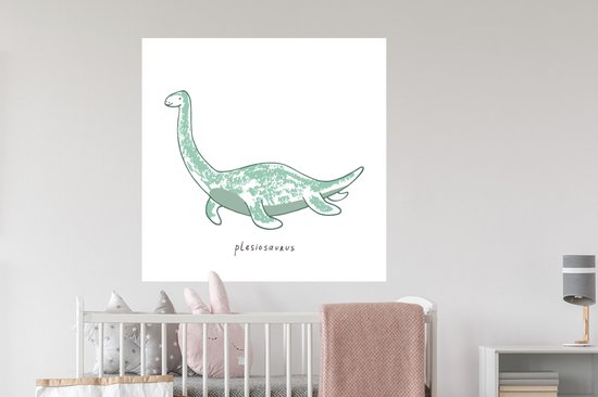 Muurstickers - Sticker Folie - Kinderkamer - Dinosaurus - Plesiosaurus - Jongetje - Meiden - Kids - 100x100 cm - Plakfolie - Muurstickers Kinderkamer - Zelfklevend Behang XXL - Zelfklevend behangpapier - Stickerfolie