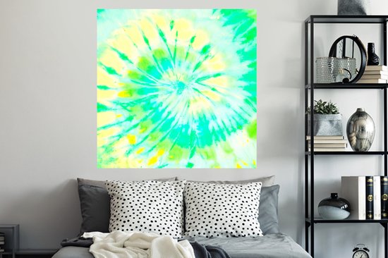 Stickers Stickers muraux - Été - Tie dye - Jaune - 120x120 cm - Feuille adhésive XXL