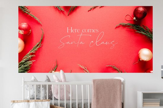 Stickers muraux - Film autocollant - Noël - Père Noël - Rouge - 160x80 cm - Film adhésif - Stickers muraux Chambre d'enfant - Papier peint autocollant