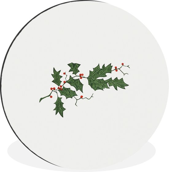 WallCircle - Wandcirkel - Muurcirkel - Kerst - Hulst - Kunst - Aluminium - Dibond - ⌀ 60 cm - Binnen en Buiten