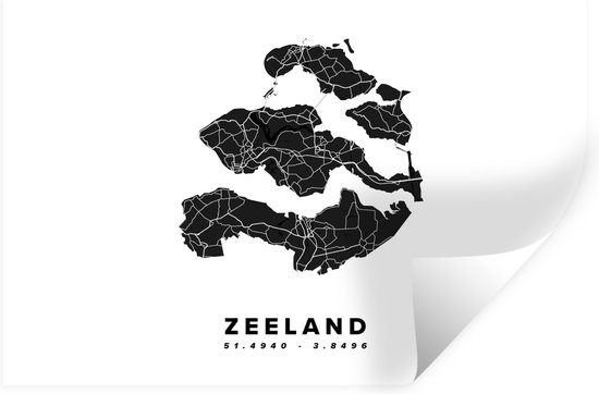 Muurstickers - Sticker Folie - Zeeland - Nederland - Wegenkaart - Wit - 60x40 cm - Plakfolie - Muurstickers Kinderkamer - Zelfklevend Behang - Zelfklevend behangpapier - Stickerfolie