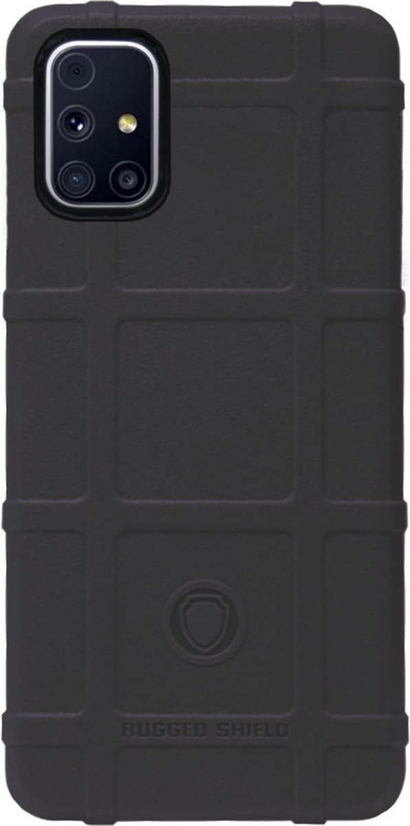 RUGGED SHIELD Rubber Bumper Case Hoesje Geschikt voor Samsung Galaxy M51 - Zwart