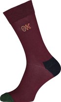 Happy Socks Embroidery Ok Sock - unisex sokken - bordeaux is OK - Maat: 41 - 46