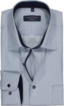 CASA MODA comfort fit overhemd - blauw met wit gestreept structuur (contrast) - Strijkvrij - Boordmaat: 50