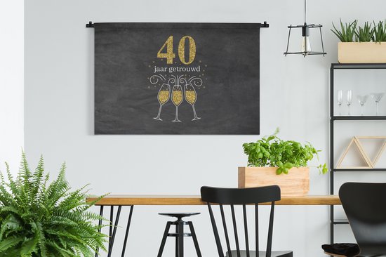 Tenture murale - Tapisserie murale - Mariage - Citations - 40 ans de mariage - Dictons - 120x80 cm - Tapisserie murale